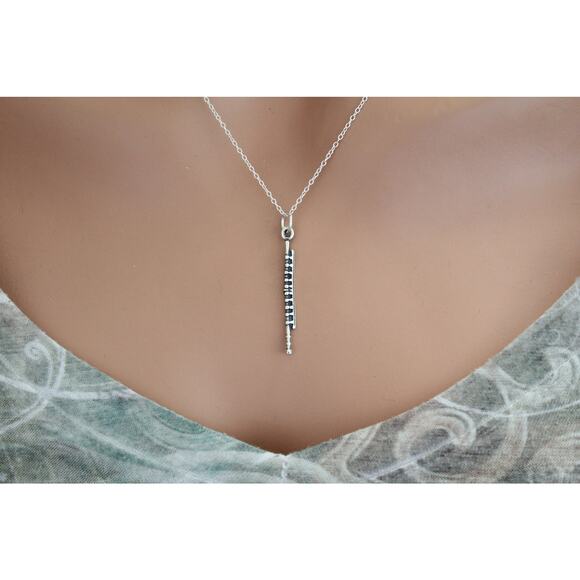 Sterling Silver Flute Necklace - Picture 3 of 6